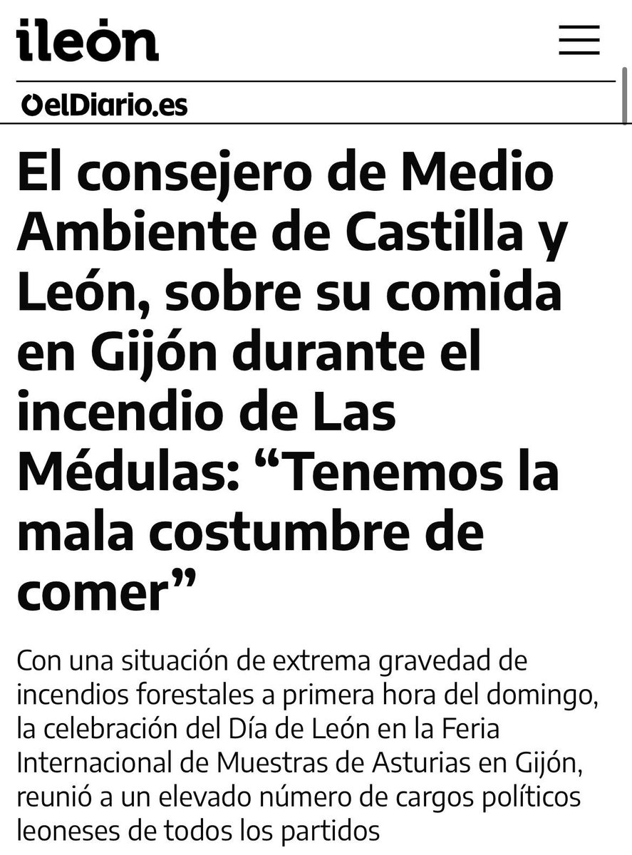 Mazón en El Ventorro cuando llegó la Dana, Azcón de boda en mitad de la riada y el consejero de Medio Ambiente de CyL de comilona mientras se incendiaba León. 

El PP nunca está donde debe, y siempre les pilla comiendo.