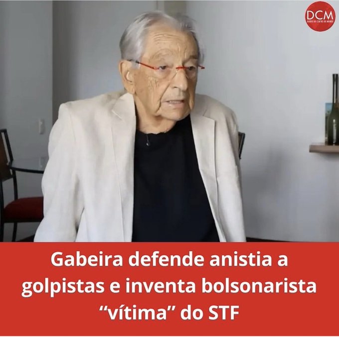 Da série: envelhecer não é sinônimo de sabedoria. Tem velho que só acumula burrice, golpismo e falta de caráter. Apoiar anistia pra golpista é prova disso.
