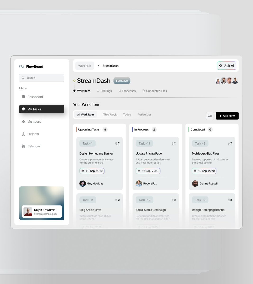 teqnoman_web's tweet image. 🚀 FlowBoard – Smarter Workflow, Better Results!

✨ Designed for productivity. Built for clarity.

#FlowBoard #DashboardDesign #UIDesign #UXDesign #WebAppDesign #WorkflowManagement #DesignInspiration