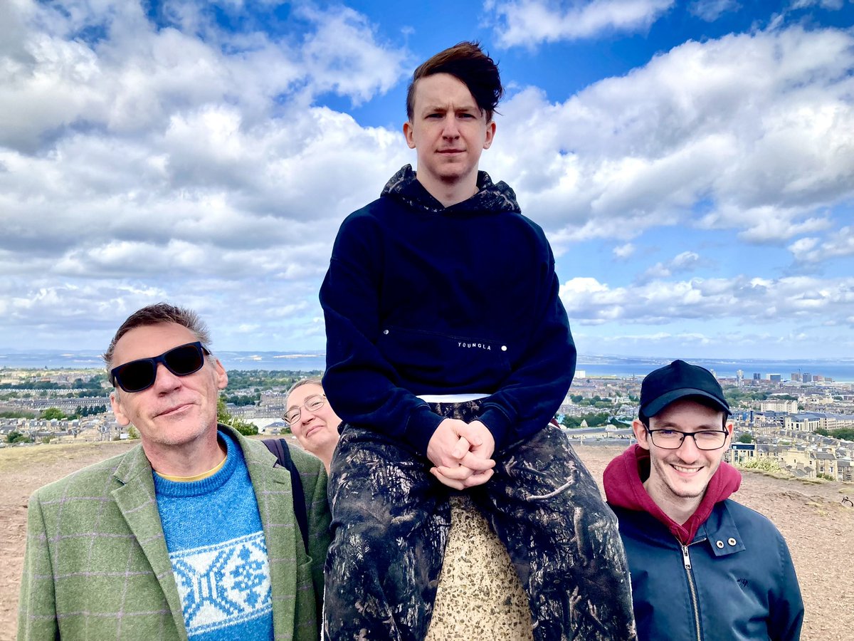 FallenAngelPlay's tweet photo. Angel arrives on the Calton Hill, atop it rather than inside it, this time. 
Meet some of the Fallen Angel team, lighting designer Chris Cunningham, company stage manager Sabina Smith, Líam Campbell (Angel) seated, and assistant director Líam McGrath. 
🎟️ https://t.co/VKWdh1GEjd https://t.co/0cgzdCFrOa