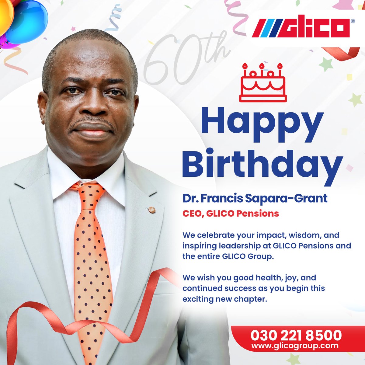 GlicoPensions's tweet image. Happy Birthday, Dr. Francis Sapara-Grant!
Cheers to many more remarkable years ahead. We celebrate you, Sir!
#GLICOCares
#GLICOGroup
#birthdaycelebration