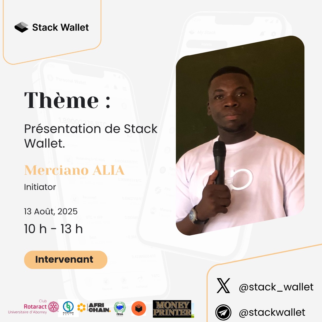 mercianoalia's tweet photo. Annonce d'intervenants :
Nous avons l'immense plaisir de vous annoncer l'un de nos merveilleux intervenants : @mercianoalia.
Thème : Présentation de Stack Wallet.
#Meetup_Stack_Wallet https://t.co/NGR33x7qeC