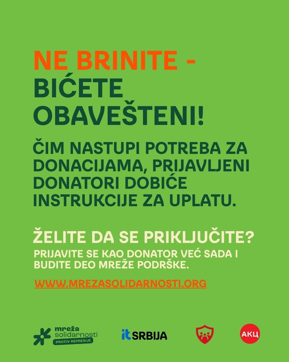 Mreza_Sol's tweet photo. Solidarno nastavljamo borbu!
Trenutno je u Mreži 73 oštećenih protiv kojih su podnete prekršajne prijave.
https://t.co/QFrAHlX5u6
#MrežaSolidarnostiProtivRepresije #ITSrbija #pobunjeniuniverzitet #stit #solidarnost #pravda #otpor #mrezasolidarnosti #stoprepresiji https://t.co/O03sKBumbq