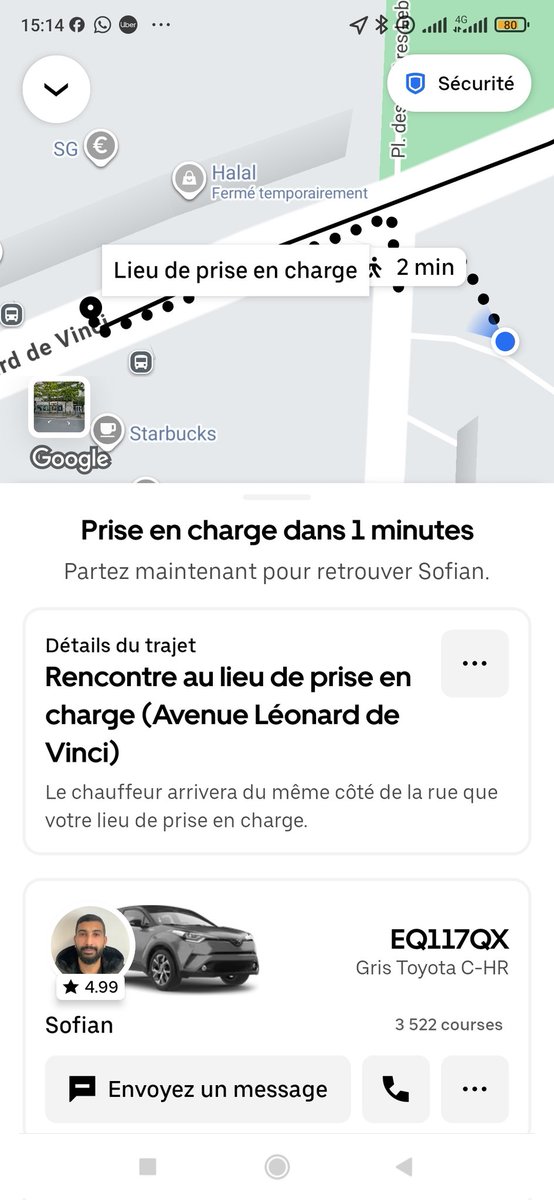 MoegniC's tweet photo. Bonjour,
Je viens de commander un @UberFR pour rentrer chez-moi, la course a été prise en charge mais le Chauffeur m'a envoyé un message pour dire d'annuler car il a un imprévu hors ça va me coûter des frais en faisant qu'il ne veut pas de frais.
Je n'ai ps annulé jusqu'à présent https://t.co/tcPIW7C8Az