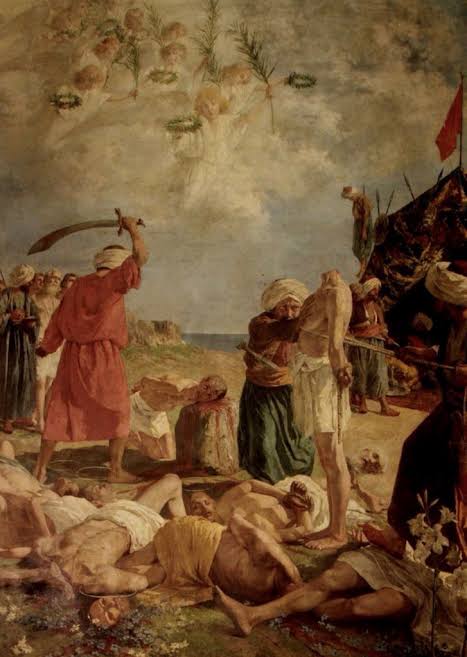 The Martyrs of Otranto commemorate the martyrdom of 800 Christians at the hands of the Turks after they refused to convert to Islam on August 17, 1480. The Turks stormed the church and converted it into a horse stable.  The executions were divided into beheadings and hangings.
