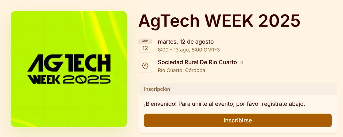 gabitallarico's tweet photo. Mañana comienza #AgTechWeek2025 en Río Cuarto
Más info: https://t.co/mQaJX0DavU https://t.co/ztrXO9QWyD