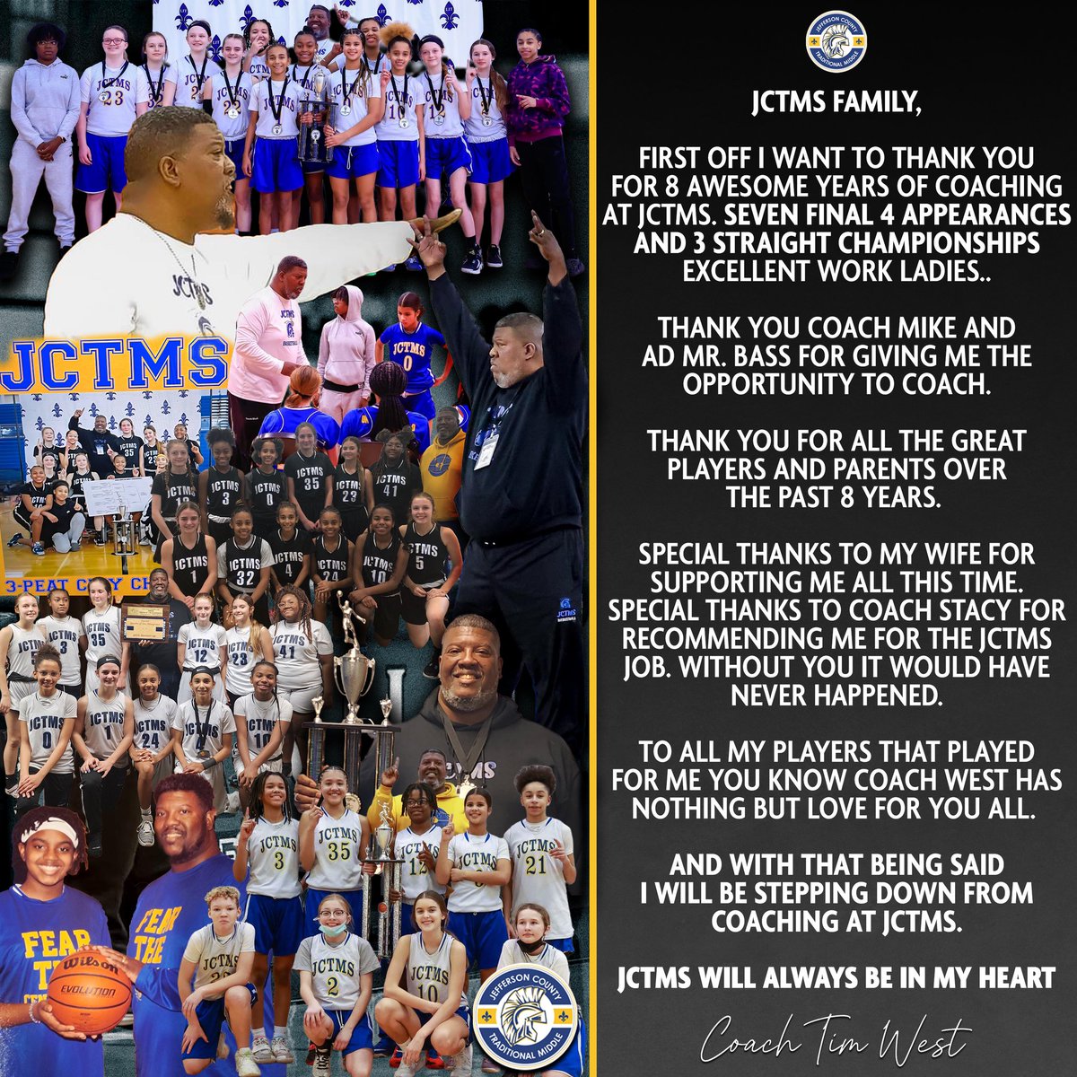 CoachWest502's tweet photo. Thank you JCTMS... https://t.co/4Wby5UDux5