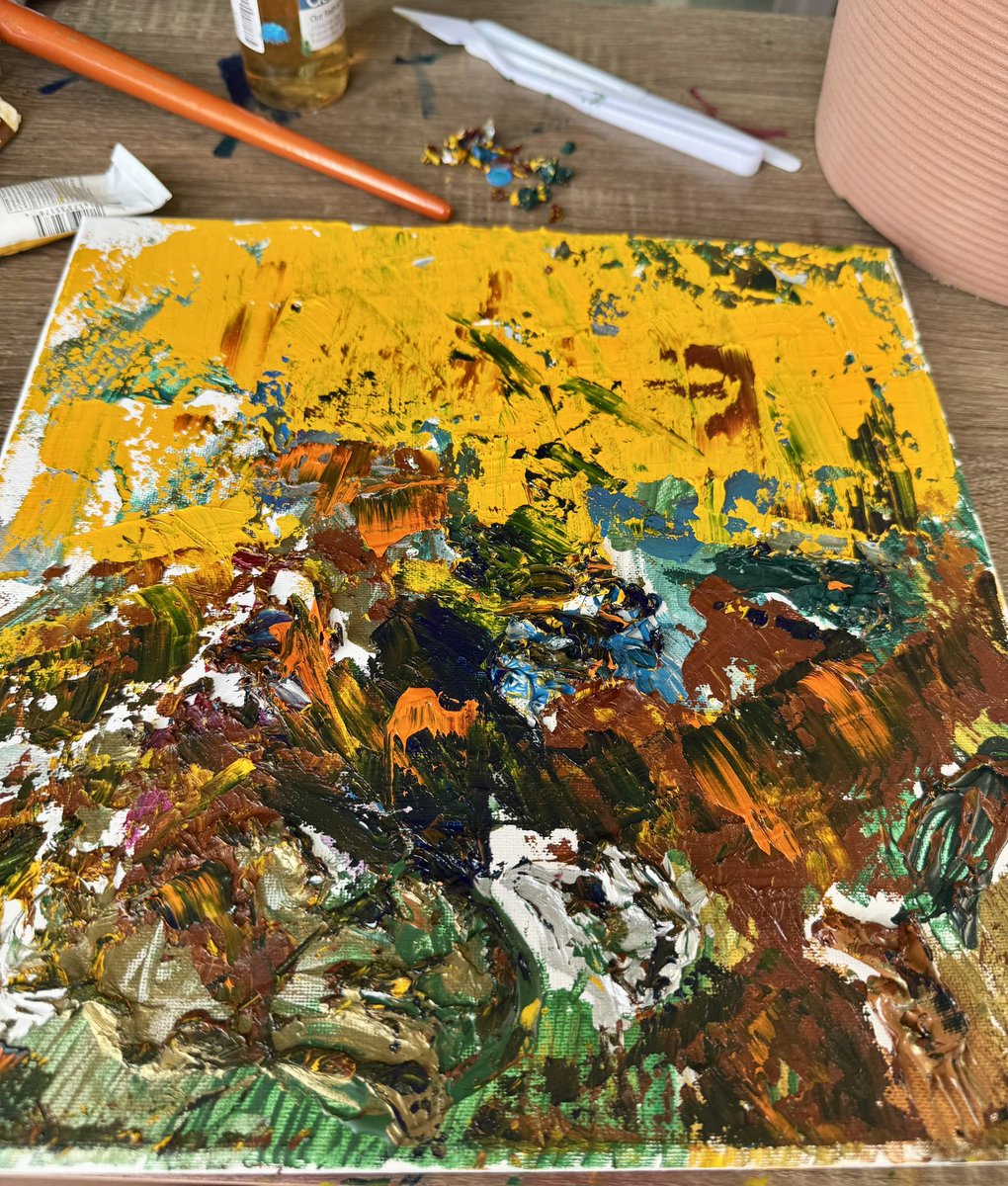 KatyaMontesArt's tweet image. A vivid explosion of color and texture, capturing chaotic beauty in its layers. Oil on stretched canvas. Both original and prints in various sizes and orientations are available. #vibrantcolors #abstractpattern #texturedsurface #natureinspired #dynamiccomposition #art