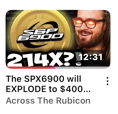 Look at this SPX6900 video from ⁦⁦<a href="/RubiconBenji/">Benji 💹🧲</a>⁩.  Explosive Growth!

Community 
Belief
Mission
Consistency
Persistence
Performance
Leadership ⁦<a href="/MustStopMurad/">Murad 💹🧲</a>⁩ 

We are all leaders to flip the S&amp;P!
Buy
Hold
DCA
Prepare to win - BIG