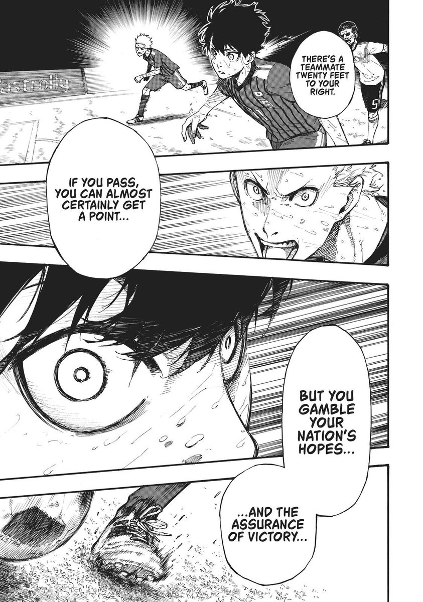 Theworldwuw's tweet photo. The different between nagi and isagi is so clear to see. Nagi even looking at reo before has a flare in his eyes in comparison to isagi when going for the game why much sense as nagi whole story is about him gaining a passion for life that he never had before #Klock https://t.co/r9psBKefM1