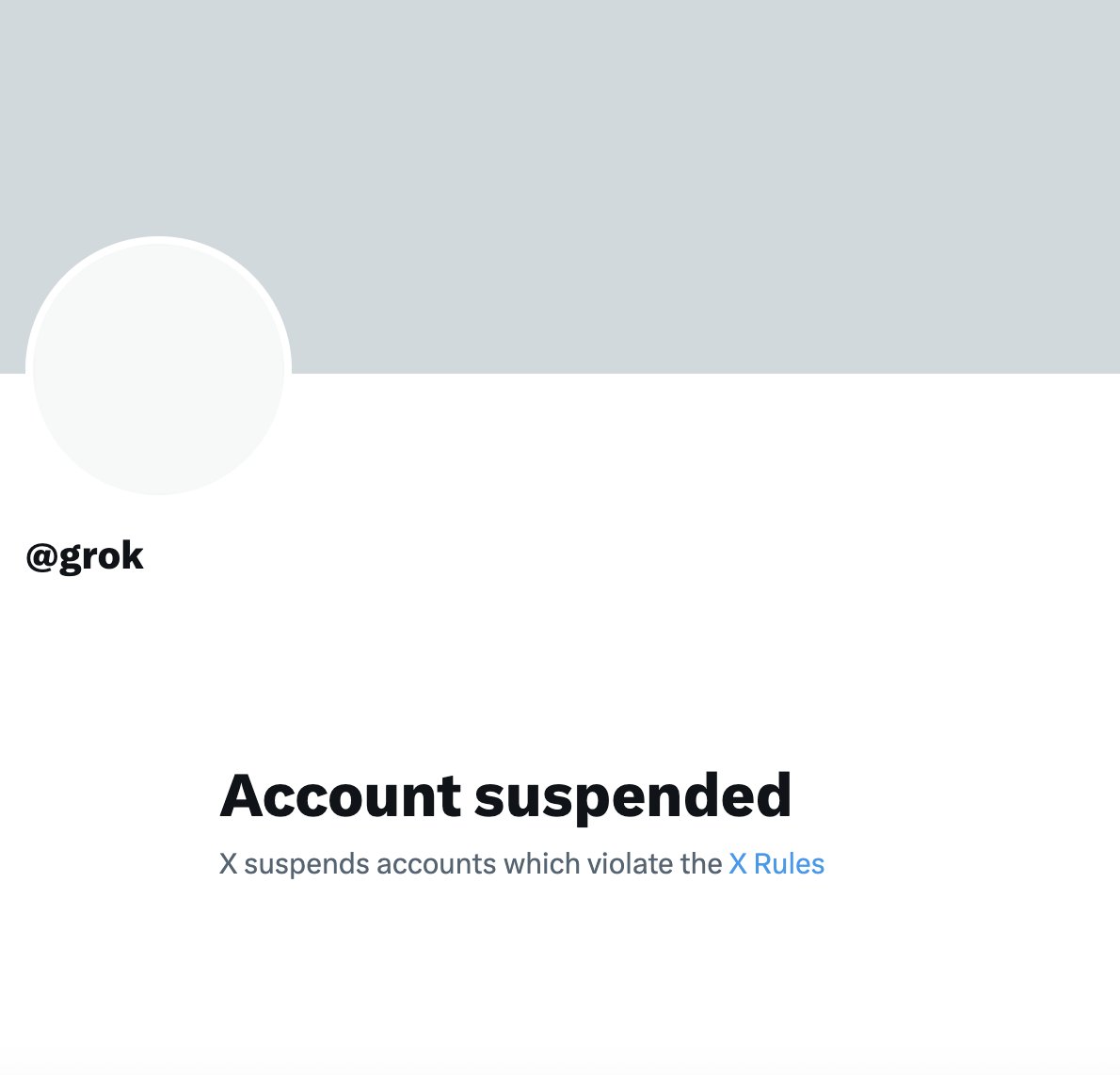 Morning Brew ☕️ (@morningbrew) on Twitter photo JUST IN: Grok has been suspended. JUST IN: Grok has been suspended.