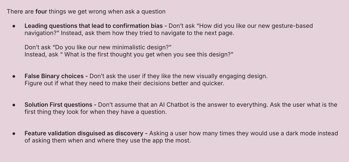 ranamahima28's tweet photo. Hot take - Products fail because designers talk about 'user-centric' design, but they are actually designing for themselves.

We are asking the wrong questions. We are not looking for solutions but validation. https://t.co/yM3AlSiEvv