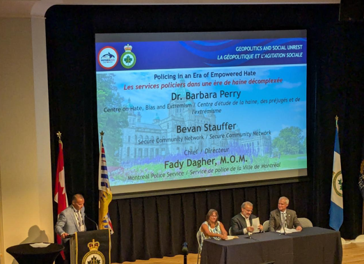Policing in an Era of Empowered Hate session /Chief Dagher <a href="/SPVM/">Police Montréal</a> Dr. Perry <a href="/CHBEOntarioTech/">Centre on Hate, Bias and Extremism</a> Director Stauffer <a href="/Official_SCN/">Secure Community Network</a> key points: work with both leaders &amp; youth, be inclusive of all communities, teach your officers to understand nuances, information is available -reach out.