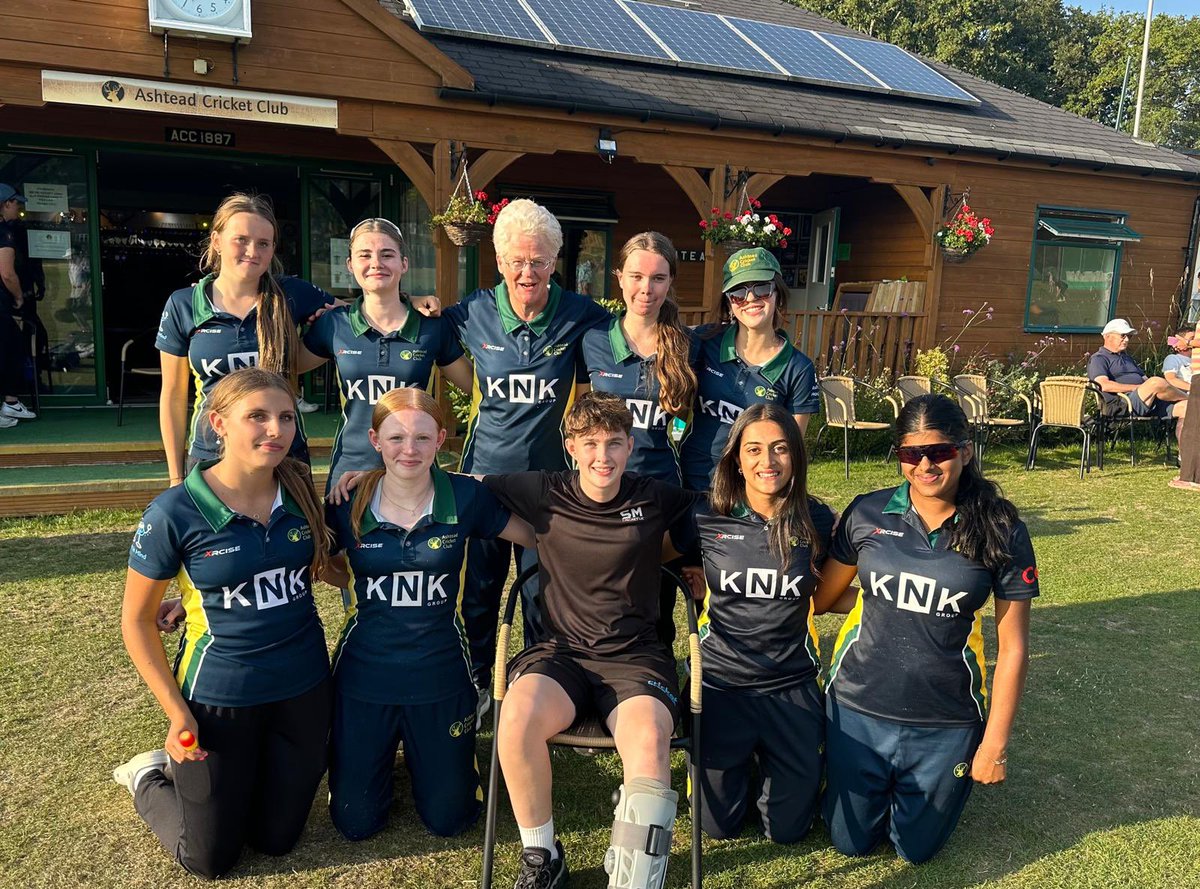 AshteadCC's tweet photo. Congratulations to our Women’s team on their @surreycricket Women’s League victory yesterday in the heat. Special mention goes to Natalia and Emily for both being retired not out on 60. Next up is @mccofficial for President’s Day on Friday. Supporters most welcome. https://t.co/mpRdUl3ASA
