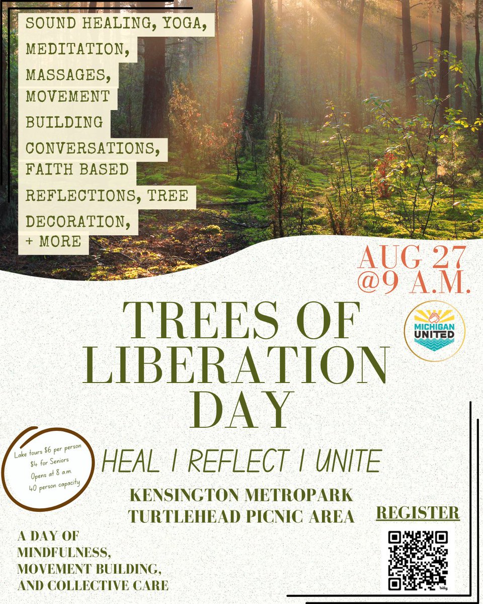 Healing is movement work!
On August 27, we pause to heal, reflect, and unite through yoga, meditation, sound healing, &amp; messages of hope.
@ Kensington Metropark from 9 am–1 pm. Register at bit.ly/tld2025