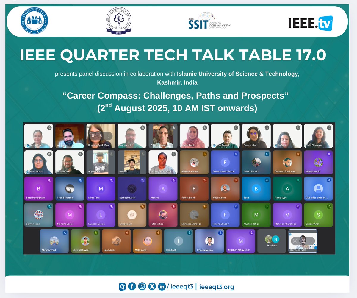 Quarter Tech Talk Table Series (@ieeeqt3) on Twitter photo ๐ ๐ง๐ต๐ฟ๐ถ๐น๐น๐ฒ๐ฑ ๐๐ผ ๐ฎ๐ป๐ป๐ผ๐๐ป๐ฐ๐ฒ ๐๐ต๐ฒ ๐๐๐ฐ๐ฐ๐ฒ๐๐๐ณ๐๐น ๐ฐ๐ผ๐ป๐ฐ๐น๐๐๐ถ๐ผ๐ป ๐ผ๐ณ ๐๐๐๐ ๐ค๐๐ฎ๐ฟ๐๐ฒ๐ฟ ๐ง๐ฒ๐ฐ๐ต ๐ง๐ฎ๐น๐ธ ๐ง๐ฎ๐ฏ๐น๐ฒ ๐ญ๐ณ.๐ฌ!
#IEEE #TechTalks #CareerDevelopment #IUST #Kashmir #TechnologyCommunity #ProfessionalDevelopment #Innovation #Networking ๐ ๐ง๐ต๐ฟ๐ถ๐น๐น๐ฒ๐ฑ ๐๐ผ ๐ฎ๐ป๐ป๐ผ๐๐ป๐ฐ๐ฒ ๐๐ต๐ฒ ๐๐๐ฐ๐ฐ๐ฒ๐๐๐ณ๐๐น ๐ฐ๐ผ๐ป๐ฐ๐น๐๐๐ถ๐ผ๐ป ๐ผ๐ณ ๐๐๐๐ ๐ค๐๐ฎ๐ฟ๐๐ฒ๐ฟ ๐ง๐ฒ๐ฐ๐ต ๐ง๐ฎ๐น๐ธ ๐ง๐ฎ๐ฏ๐น๐ฒ ๐ญ๐ณ.๐ฌ!
#IEEE #TechTalks #CareerDevelopment #IUST #Kashmir #TechnologyCommunity #ProfessionalDevelopment #Innovation #Networking
