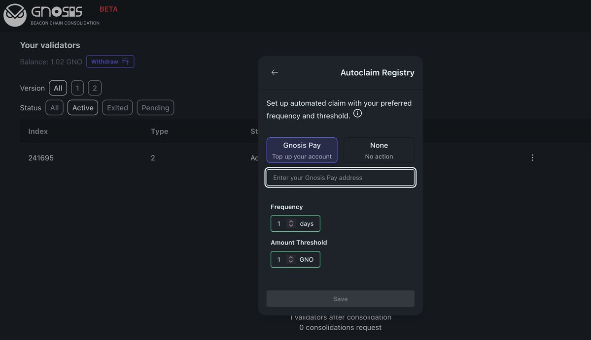 armagan.eth 🦉 (@epochzer0) on Twitter photo Gnosis Chain validators will be able to spend the rewards they earn for securing the network and producing blocks with their <a href="/gnosispay/">Gnosis Pay 🦉💳</a> card in their daily lives.
With automatic top-up, rewards go directly to the card.
Maybe you have a card tx in the block you produced.🦉 Gnosis Chain validators will be able to spend the rewards they earn for securing the network and producing blocks with their <a href="/gnosispay/">Gnosis Pay 🦉💳</a> card in their daily lives.
With automatic top-up, rewards go directly to the card.
Maybe you have a card tx in the block you produced.🦉