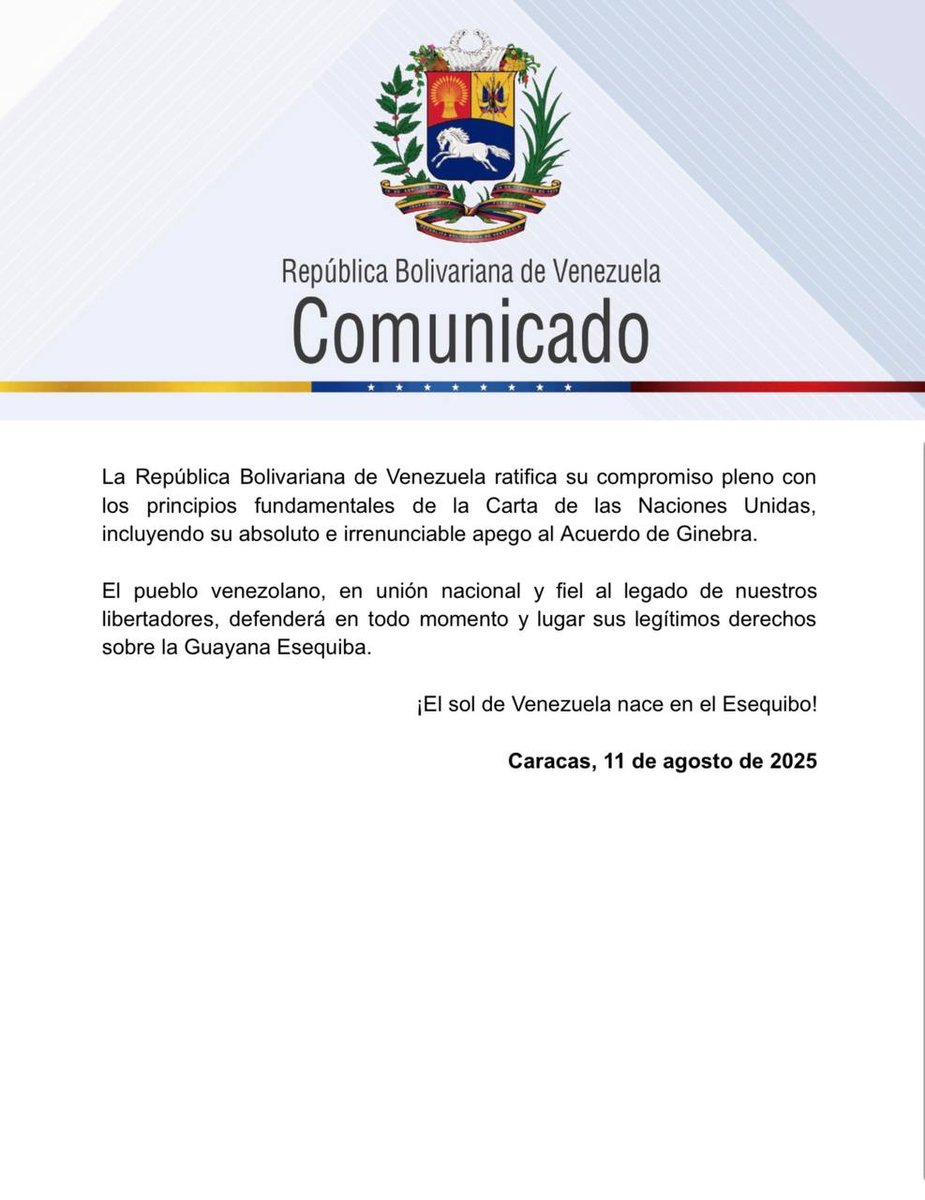 Venezuela informa que entregamos en la #CIJ un nuevo documento que amplía y abunda en las evidencias y pruebas de nuestros derechos y títulos históricos sobre la #GuayanaEsequiba. Venezuela ha ratificado su  posición histórica de no reconocer la jurisdicción de la CIJ.