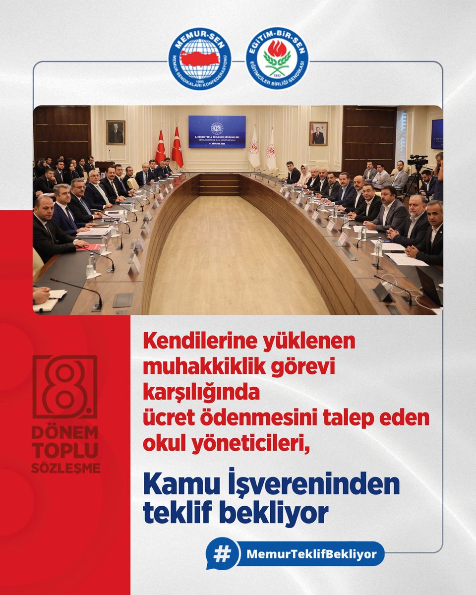 Eğitim-Bir-Sen (@egitimbirsen) on Twitter photo Kendilerine yüklenen muhakkiklik görevi karşılığında ücret ödenmesini talep eden okul yöneticileri Kamu İşvereninden teklif bekliyor. #MemurTeklifBekliyor
<a href="/_cevdetyilmaz/">Cevdet Yılmaz</a>
<a href="/isikhanvedat/">Prof. Dr. Vedat Işıkhan</a>
<a href="/memetsimsek/">Mehmet Simsek</a>
<a href="/tcbestepe/">T.C. Cumhurbaşkanlığı</a> Kendilerine yüklenen muhakkiklik görevi karşılığında ücret ödenmesini talep eden okul yöneticileri Kamu İşvereninden teklif bekliyor. #MemurTeklifBekliyor
<a href="/_cevdetyilmaz/">Cevdet Yılmaz</a>
<a href="/isikhanvedat/">Prof. Dr. Vedat Işıkhan</a>
<a href="/memetsimsek/">Mehmet Simsek</a>
<a href="/tcbestepe/">T.C. Cumhurbaşkanlığı</a>