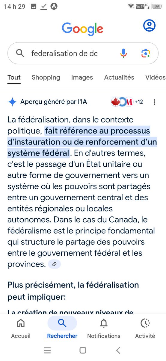 L'AI refuse de me donner une réponse lorsque que je veux une définition de Washington DC: