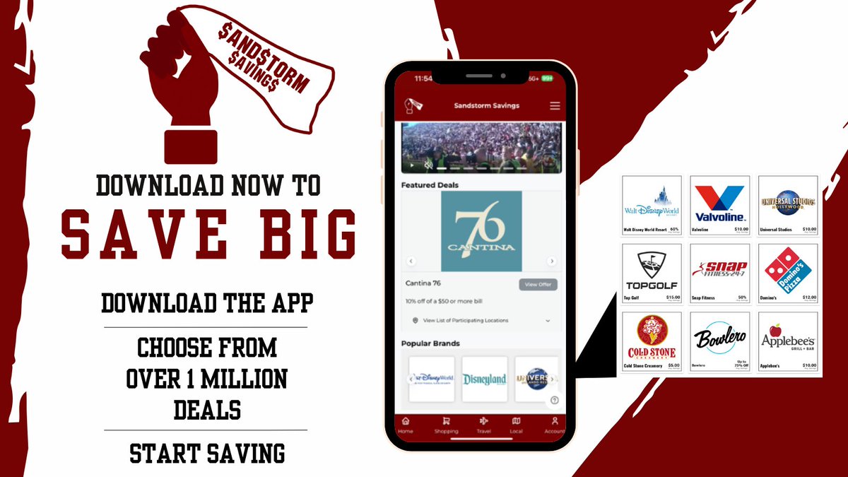 Unleash incredible savings on food, shopping, and travel! Click the link to download your Sandstorm Savings App today! 🔥🤙

🔗 vist.ly/32zzp