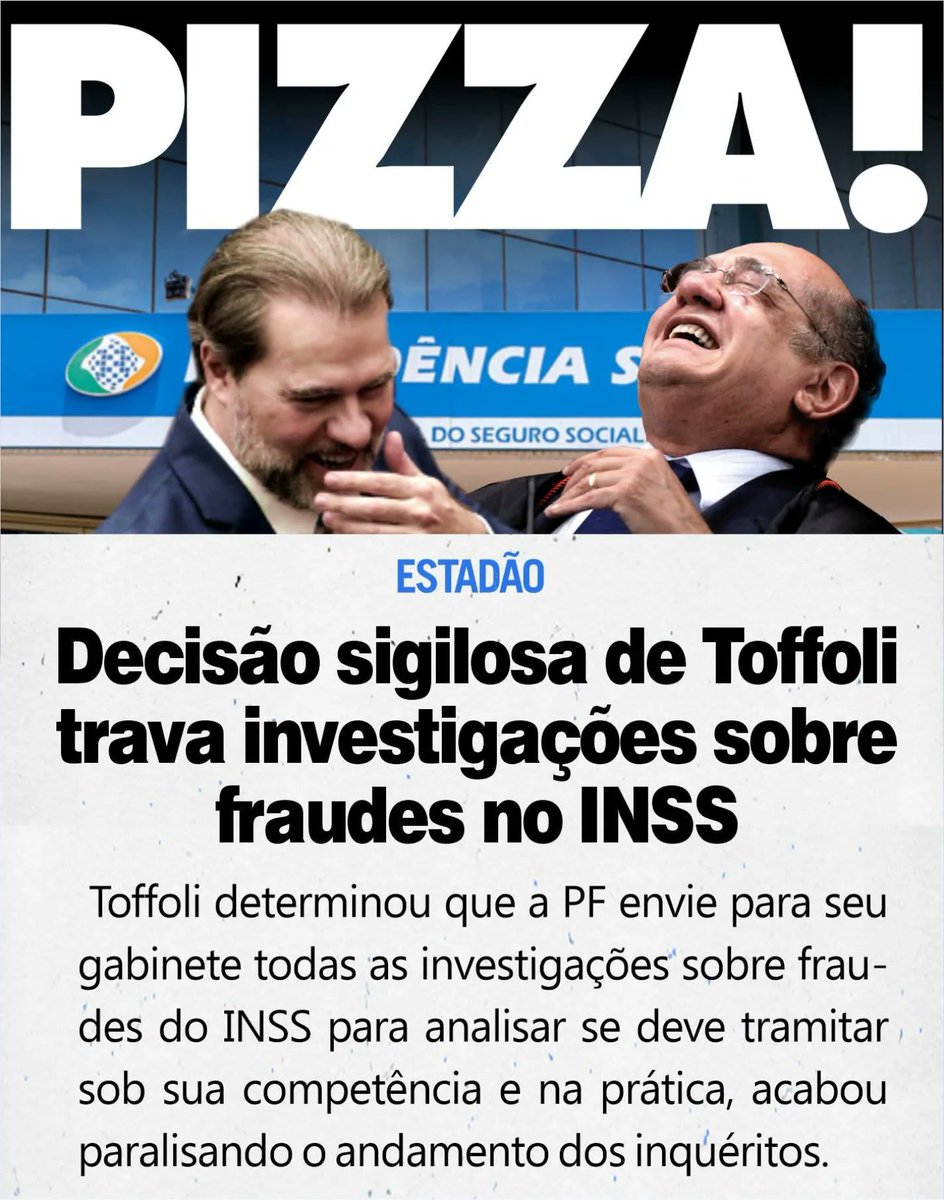 TomRipley22's tweet photo. A PIZZA.
Triste ver que um dos maiores escândalos da história do BR, roubando dinheiro de pessoas vulneráveis, tem sido encoberto pelos donos da justiça. https://t.co/V0sPfq8p2v