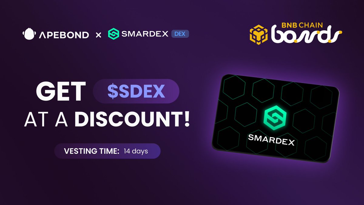🆕 <a href="/BNBCHAIN/">BNB Chain</a> Bonds with <a href="/every_thing/"></a> are LIVE!

SmarDex is building tomorrow's DeFi ecosystem, Powered by the $SDEX token.

Innovation meets DeFi.
Get discounted $SDEX now!
👉 apebond.click/SDEX