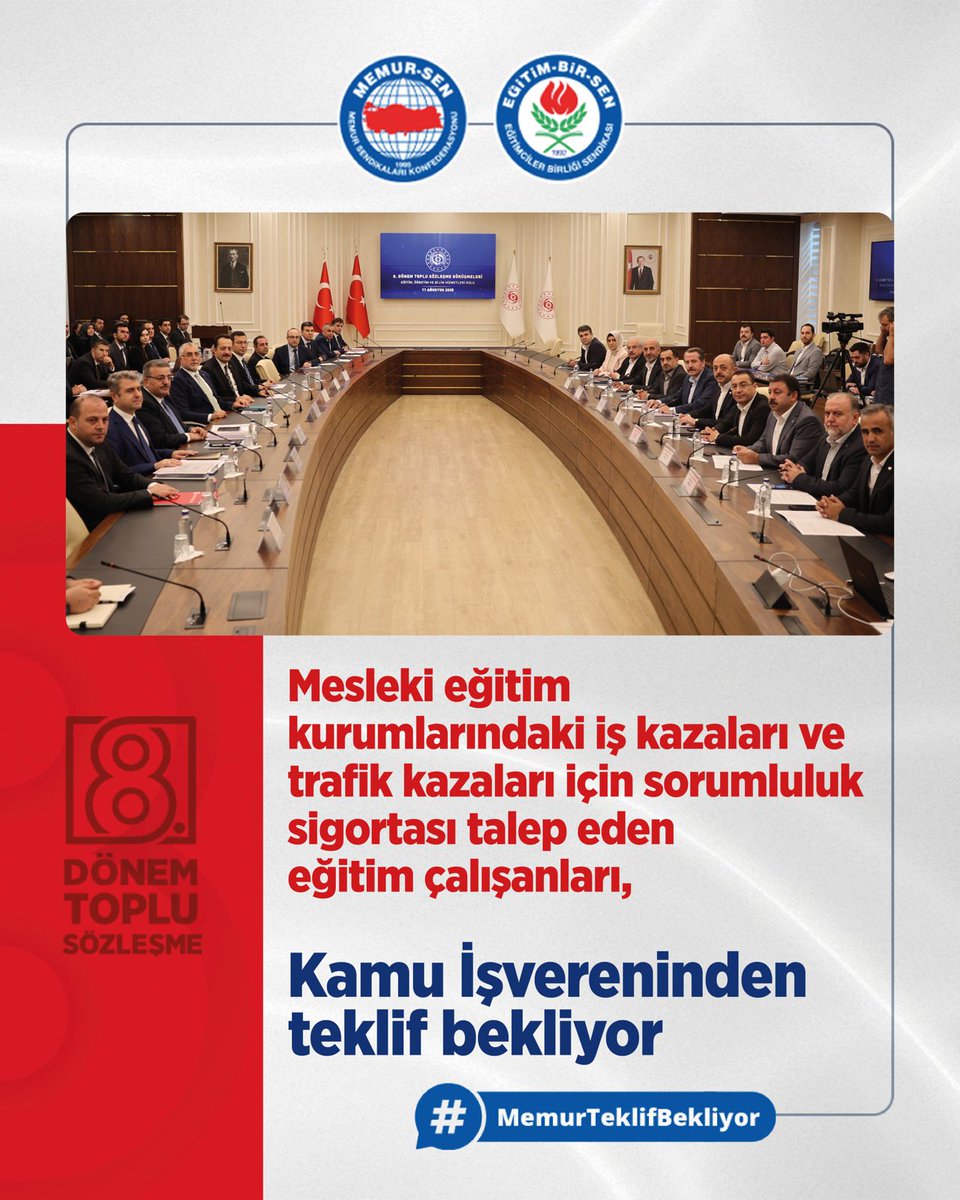 Eğitim-Bir-Sen (@egitimbirsen) on Twitter photo Mesleki eğitim kurumlarındaki iş kazaları ve trafik kazaları için sorumluluk sigortası talep eden eğitim çalışanları Kamu İşvereninden teklif bekliyor. #MemurTeklifBekliyor
<a href="/_cevdetyilmaz/">Cevdet Yılmaz</a>
<a href="/isikhanvedat/">Prof. Dr. Vedat Işıkhan</a>
<a href="/memetsimsek/">Mehmet Simsek</a>
<a href="/tcbestepe/">T.C. Cumhurbaşkanlığı</a> Mesleki eğitim kurumlarındaki iş kazaları ve trafik kazaları için sorumluluk sigortası talep eden eğitim çalışanları Kamu İşvereninden teklif bekliyor. #MemurTeklifBekliyor
<a href="/_cevdetyilmaz/">Cevdet Yılmaz</a>
<a href="/isikhanvedat/">Prof. Dr. Vedat Işıkhan</a>
<a href="/memetsimsek/">Mehmet Simsek</a>
<a href="/tcbestepe/">T.C. Cumhurbaşkanlığı</a>