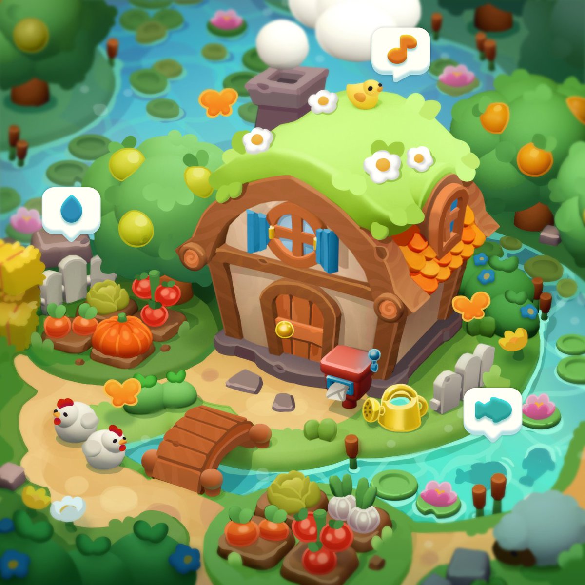 a cozy house 🌱🐟✨ to illustrate cozy music!