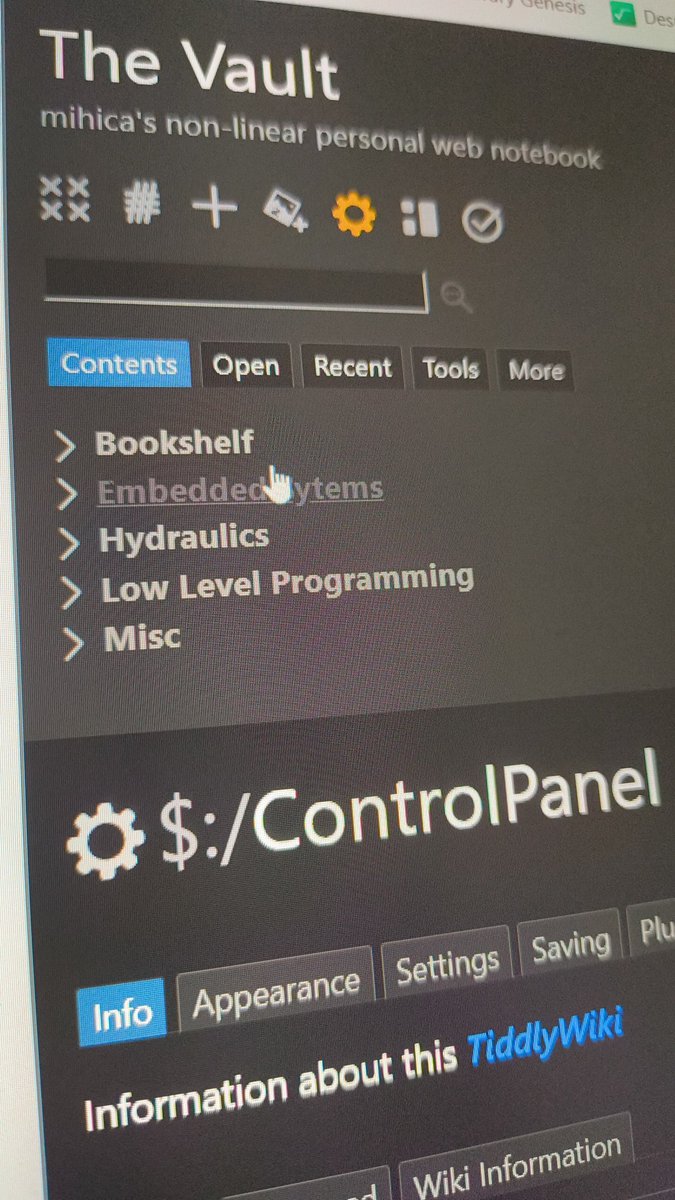 notmihica's tweet photo. tiddlywiki is actually p dope, ngl trusting anything built on top of js feels like a crime but first time for everything ig
#tiddlywiki #javascript #webnotes https://t.co/wTPmDeVWkv