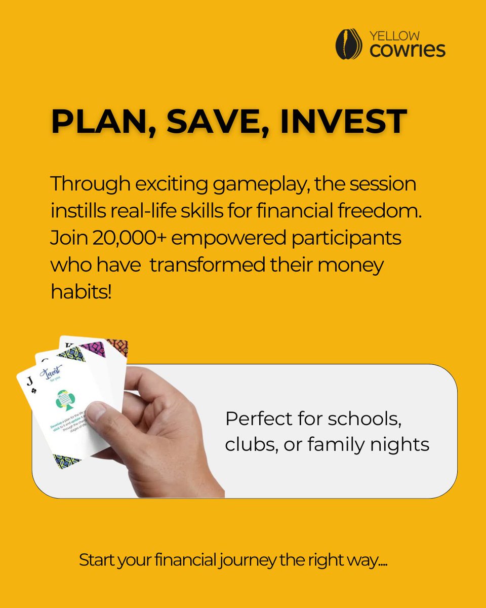 yellowcowries's tweet photo. Play your way to financial freedom with YC Plan-Save-Invest (PSI) card game

Guess what; it's already empowering thousands. Grab yours and level up your finances today  

We also welcome your donations just in case you want to sponsor a child 

https://t.co/IXQ8Y51xRS 

#BBNaija https://t.co/PszkgjTpSi