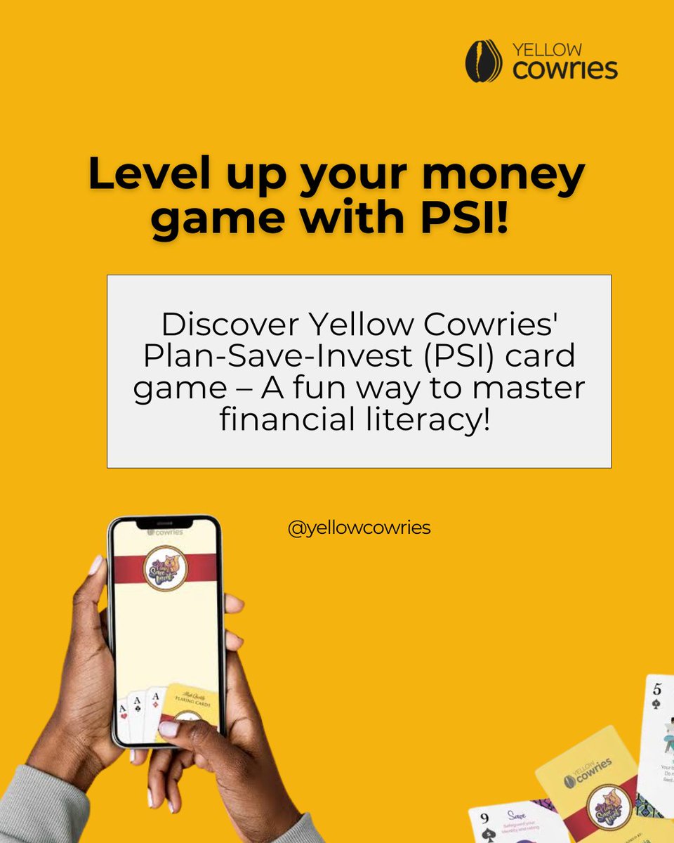 yellowcowries's tweet photo. Play your way to financial freedom with YC Plan-Save-Invest (PSI) card game

Guess what; it's already empowering thousands. Grab yours and level up your finances today  

We also welcome your donations just in case you want to sponsor a child 

https://t.co/IXQ8Y51xRS 

#BBNaija https://t.co/PszkgjTpSi