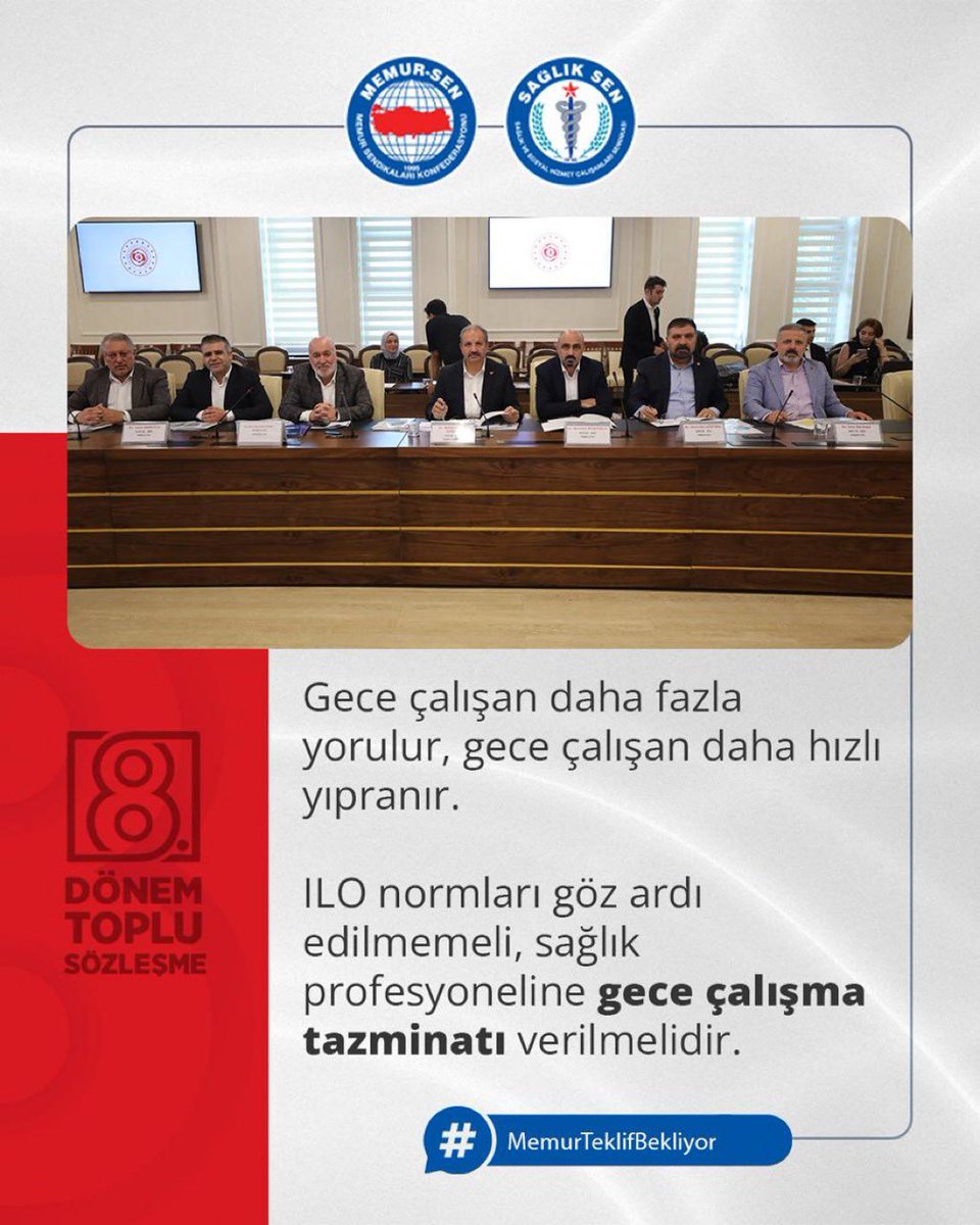 Gece çalışan daha fazla yorulur, gece çalışan daha hızlı yıpranır. ILO normları gözardı edilmemeli, sağlık profesyoneline gece çalışma tazminatı verilmelidir. 

#MemurTeklifBekliyor