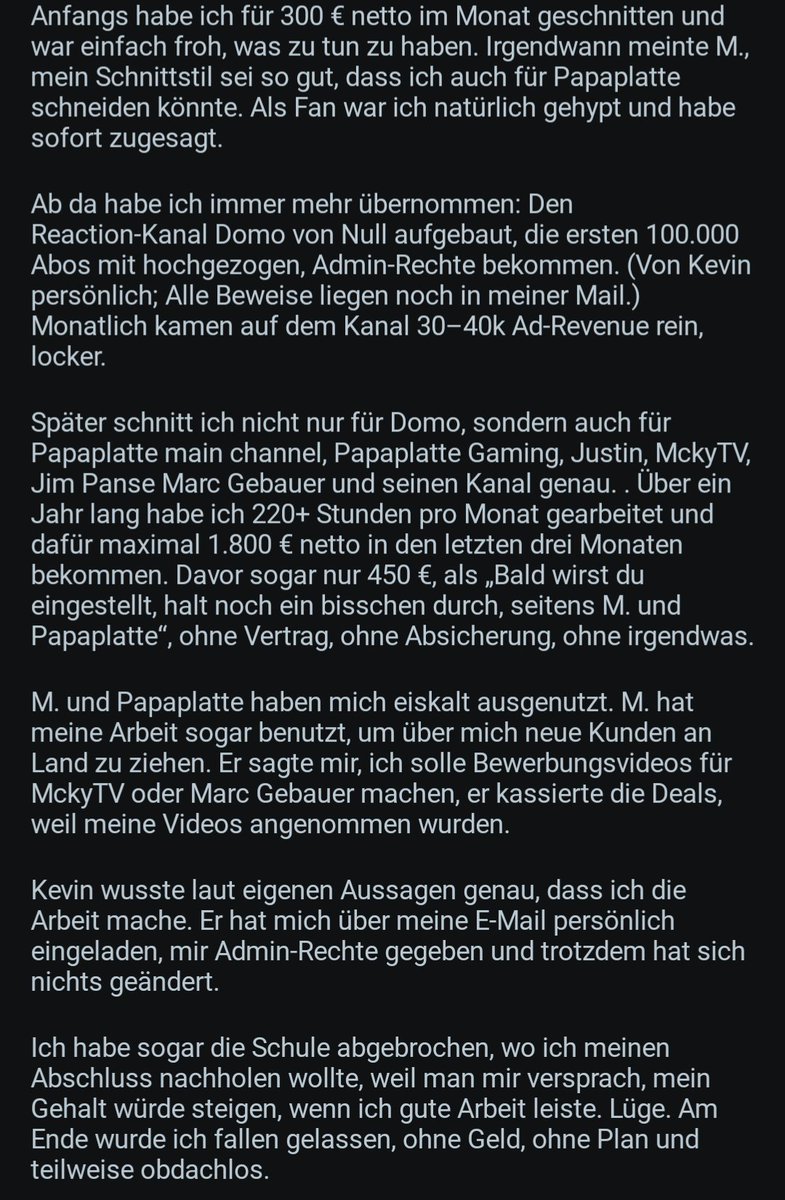 comicschau's tweet photo. Ein Reddit-Nutzer packt jetzt auch über Papaplatte aus - aber Achtung, sensible Themen wie Suizid.

Keine Ahnung, was ich dazu sagen soll, wenn das wahr ist. Der Nutzer soll bereits Kontakt zu Pamabu aufgenommen haben, vielleicht kommt da noch ein Video. https://t.co/ZfhPUiDnPB