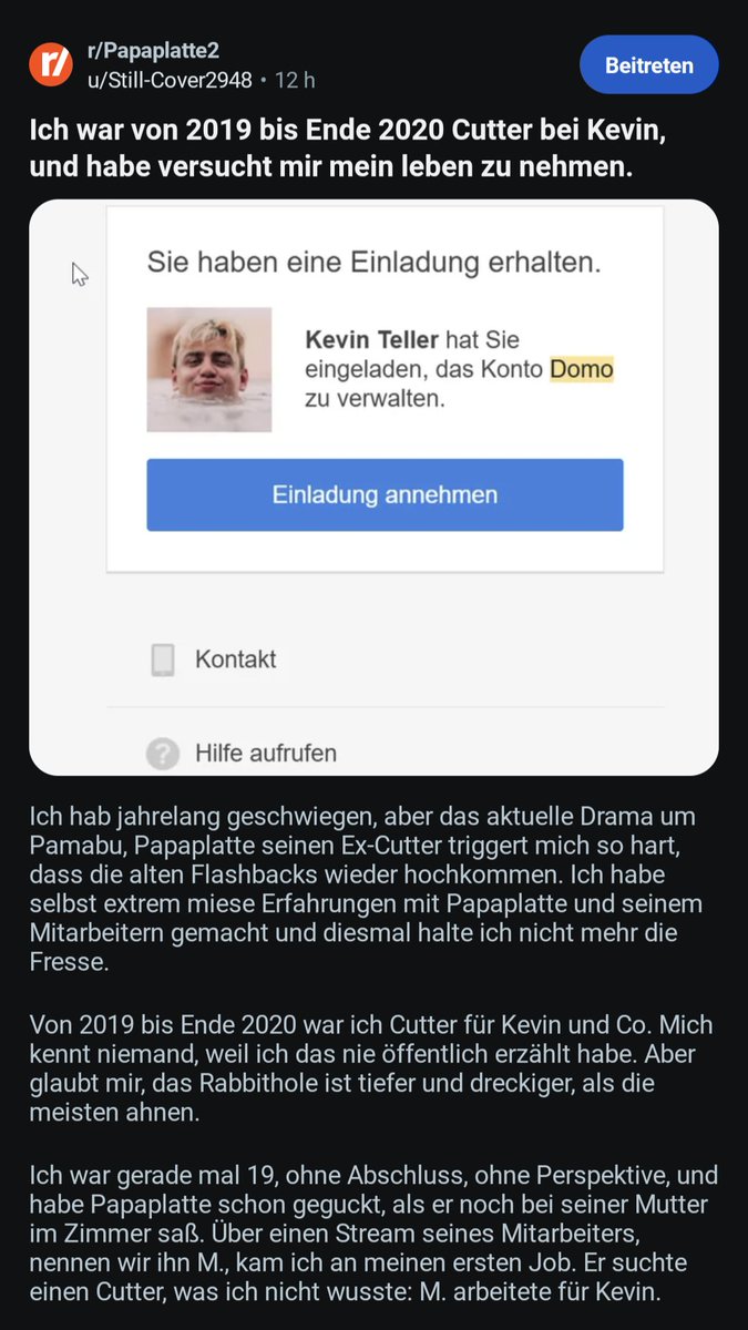 comicschau's tweet photo. Ein Reddit-Nutzer packt jetzt auch über Papaplatte aus - aber Achtung, sensible Themen wie Suizid.

Keine Ahnung, was ich dazu sagen soll, wenn das wahr ist. Der Nutzer soll bereits Kontakt zu Pamabu aufgenommen haben, vielleicht kommt da noch ein Video. https://t.co/ZfhPUiDnPB