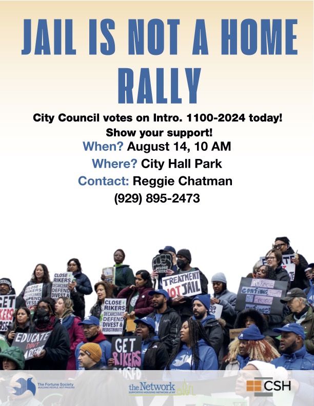 thefortunesoc's tweet photo. On August 14, we will be with our partners at City Hall Park to support INT 1100-2024 and demand housing justice for system impacted individuals. Join us! https://t.co/Q6lWpLtz8e