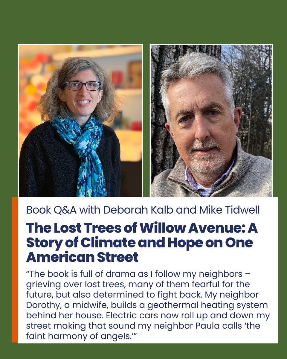 Chesapeake Climate (@ccan) on Twitter photo 🌳 What happens when climate change hits your own street? Author and environmental activist Mike Tidwell talks with Deborah Kalb about his powerful new book, The Lost Trees of Willow Avenue—a love letter to trees, a chronicle of loss, and a call to action. deborahkalbbooks.blogspot.com/2025/08/q-with… 🌳 What happens when climate change hits your own street? Author and environmental activist Mike Tidwell talks with Deborah Kalb about his powerful new book, The Lost Trees of Willow Avenue—a love letter to trees, a chronicle of loss, and a call to action. deborahkalbbooks.blogspot.com/2025/08/q-with…