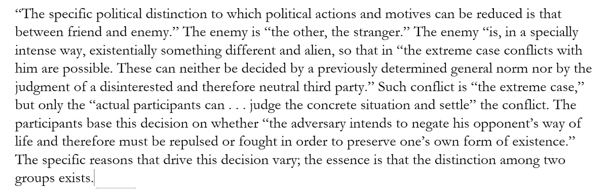 We cannot live with these people.  Either they or us must go, for they "intend to negate our way of life."  As I analyzed Carl Schmitt's eternal words on the topic: