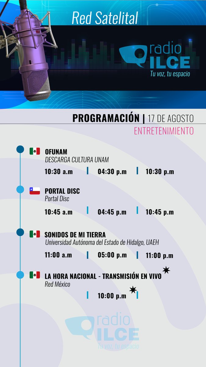 📻✨ ¡Sintoniza  #RadioILCE!

Los temas que te interesan están en nuestra programación de hoy: educación, ciencia, cultura y más 📚🧬🎻

¡Escúchanos! 
🔗 radio.ilce.edu.mx:8443/radioilce.mp3
