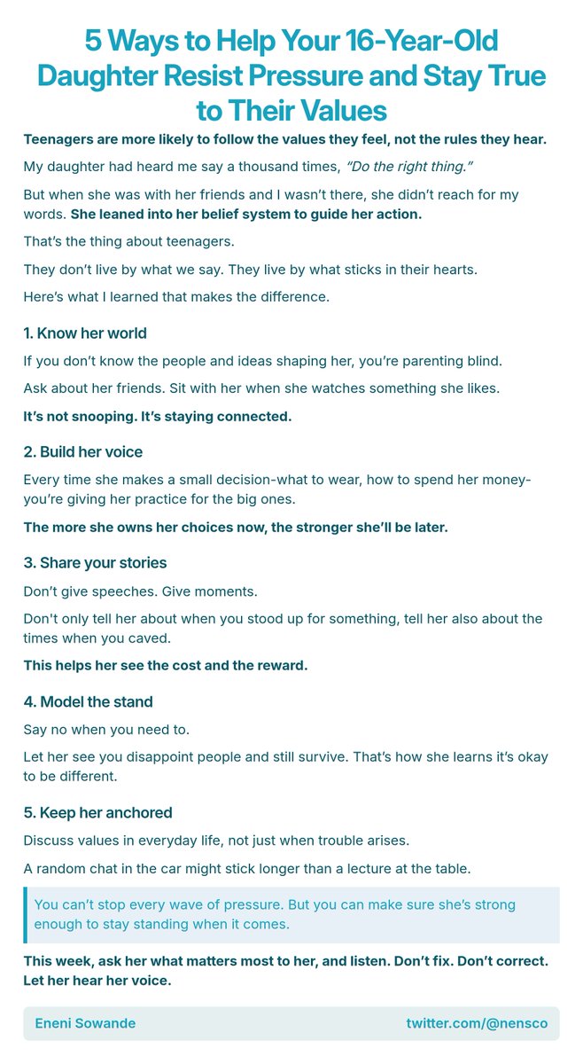 Nensco's tweet photo. Teens don’t live by what we say.
They live by what sticks in their hearts.

You can’t be with them every moment
But you can help them stand strong when you’re not there. https://t.co/QjRZwOtjHJ