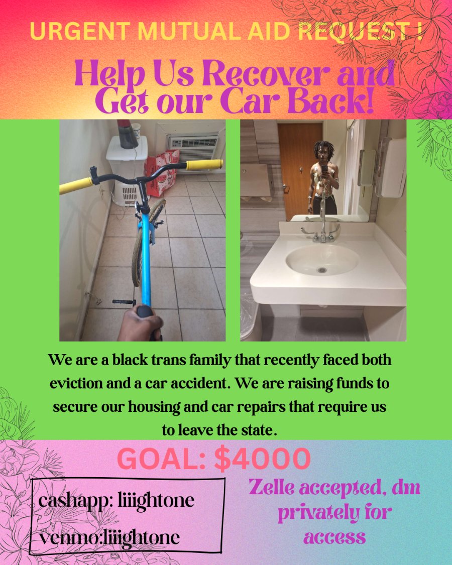 withluvlight's tweet photo. Got hit by a car when I first moved to Jax. Went back to work for like 3 or 4 weeks but they haven't given me any hours the past 2 weeks. No response from my managers so anything helps rn. 

Also doing video editing mixing/mastering. Working with budgets. 🙇🏿‍♀️❤️ https://t.co/ZxSMgK9yqJ
