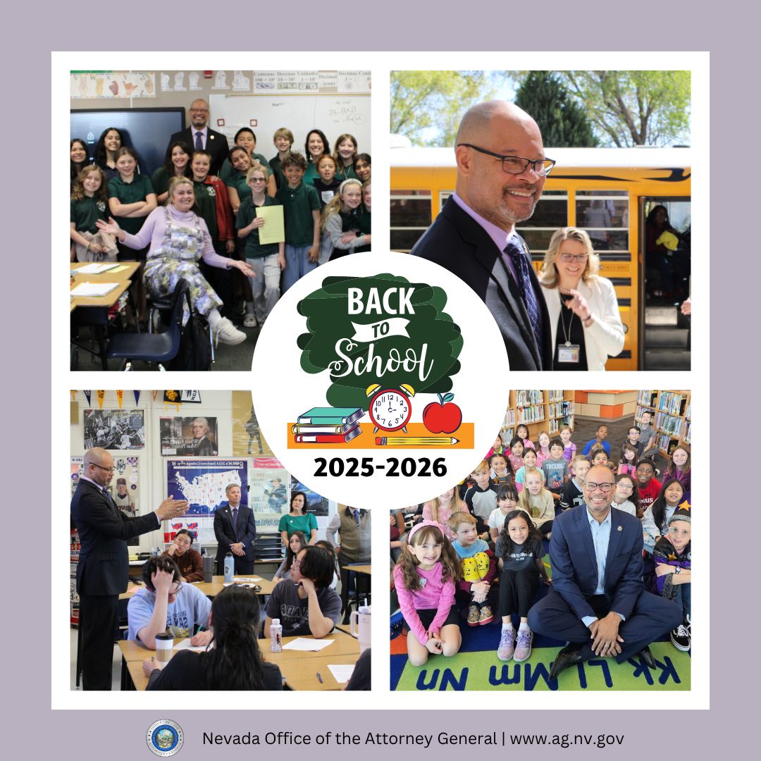 As students, families, teachers and staff begin another school year, we wish you all happiness, safety and success in the classroom. Here's to a wonderful year of learning and growth for all Nevada schools!