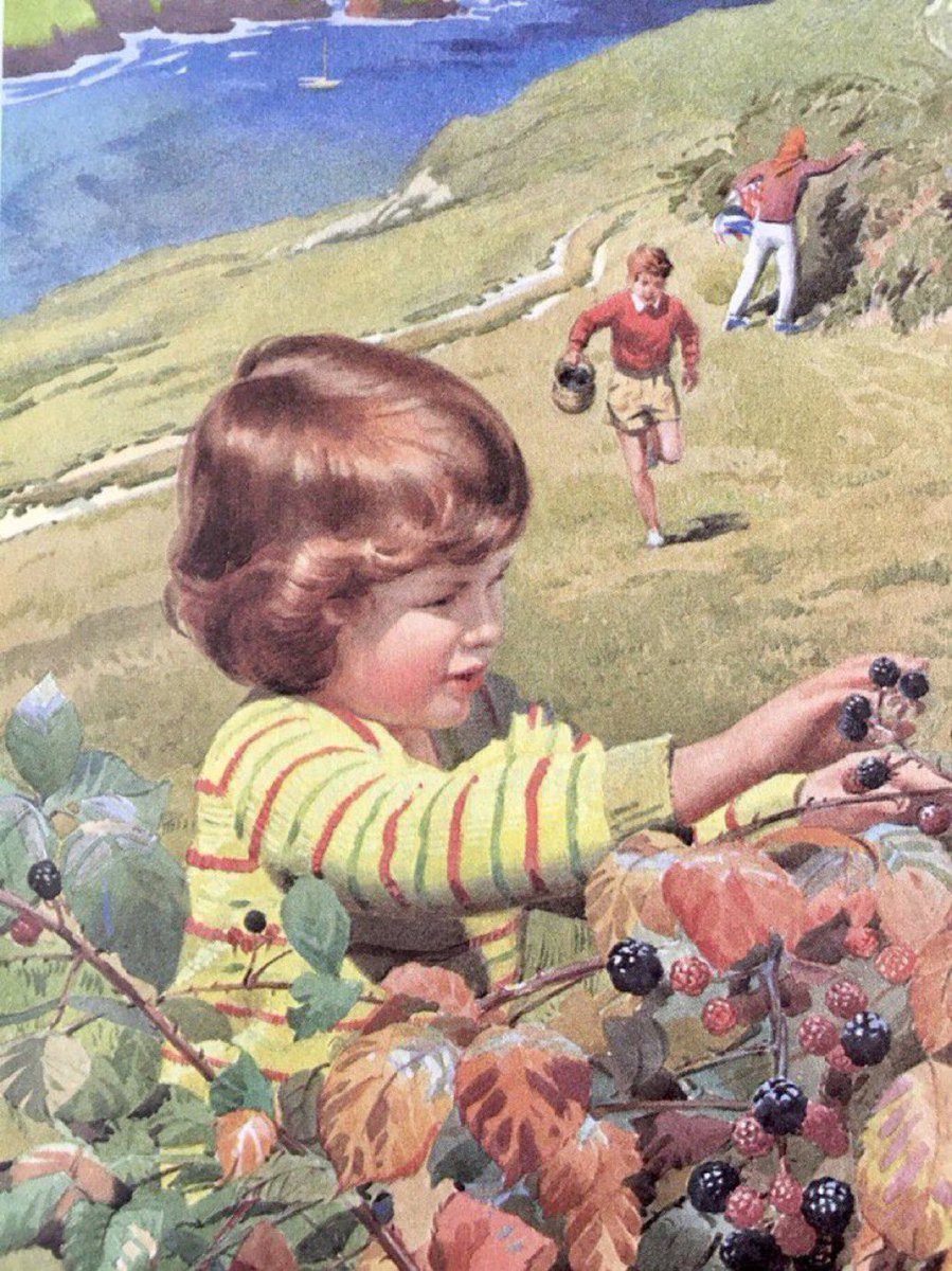 Picking blackberries 
(Brambling)

Artist: A Buchanan, 1969