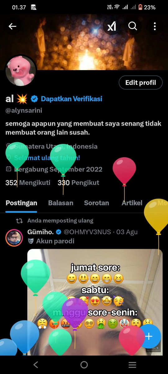 alynsarini's tweet photo. yippiee harii ini aku b'dayy!! 🥳 https://t.co/OwFmZEKKGz