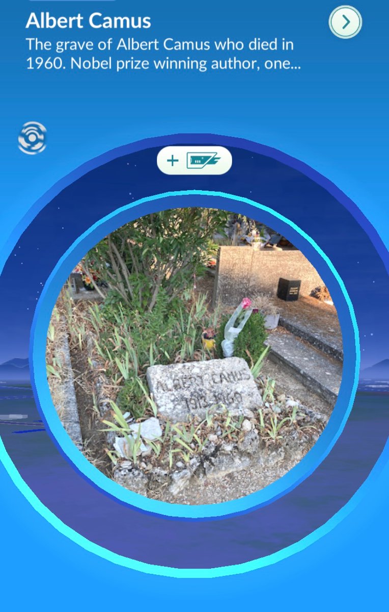 seriaImom1994's tweet photo. albert camus' grave is a pokestop https://t.co/7yxZBm468b