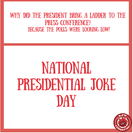 🇺🇸 Today we celebrate the greatest tradition in American history: making jokes about the president (lovingly, of course). It’s Presidential Joke Day — bipartisan laughter encouraged! #Nationalholiday #PresidentialJoke #LaughIndexTheatr