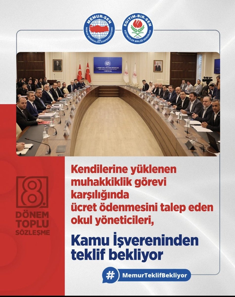 Kendilerine yüklenen muhakkiklik görevi karşılığında ücret ödenmesini talep eden okul yöneticileri Kamu İşvereninden teklif bekliyor. #MemurTeklifBekliyor