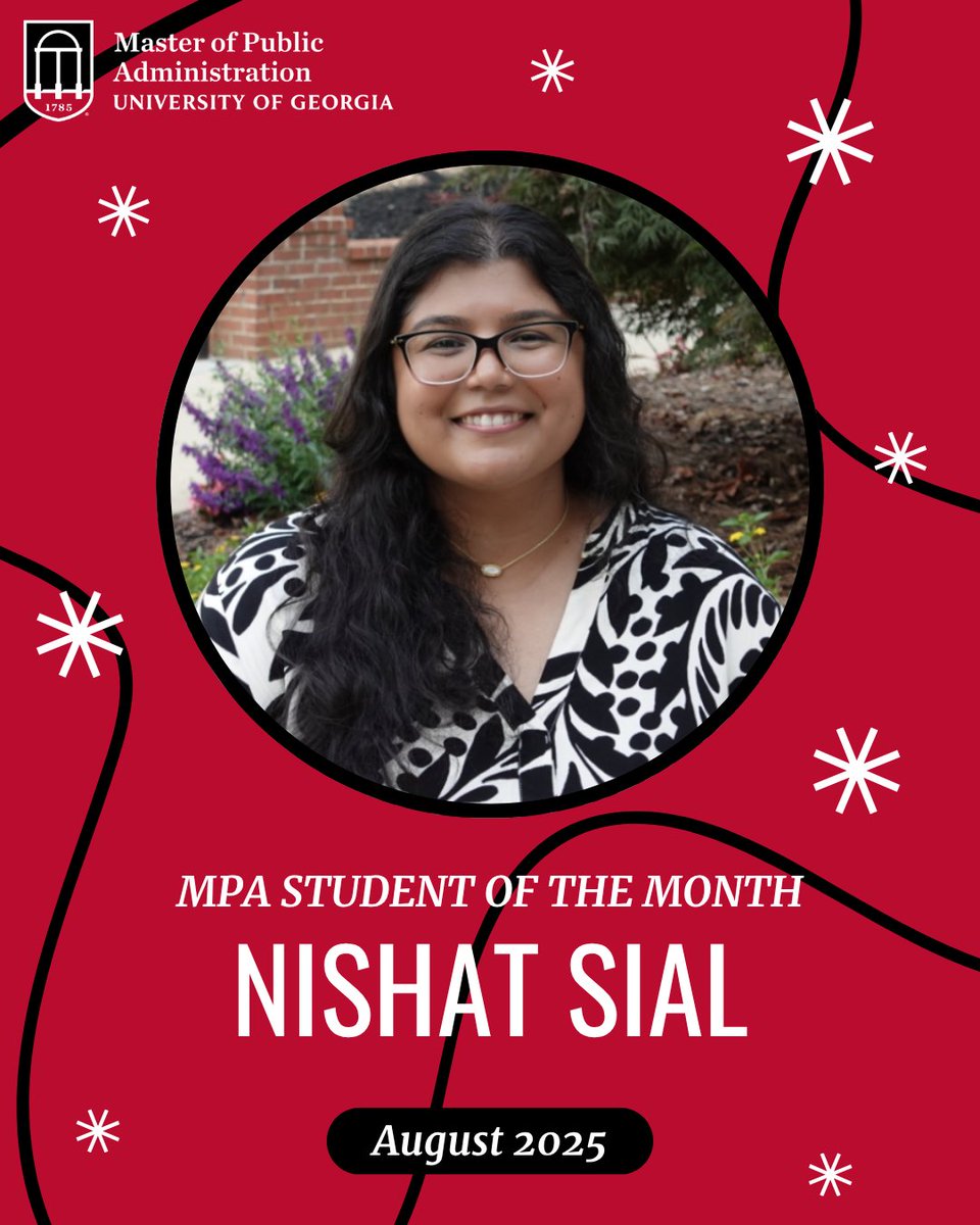 ugapadp's tweet image. Congratulations to Nishat Sial, our August MPA Student of the Month!
Read more about Nishat here: spia.uga.edu/august-2025-mp…

#UGASPIA #UGAMPA #CommitTo #PublicService