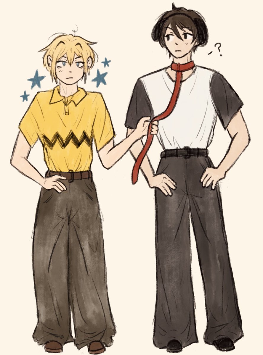 catwithdogsname's tweet photo. #KagihiraWeek2025 
#hrkg_FA 
(late) bonus day: costumes 
niibashi is woodstock btw (he’s upset about it)🐥 https://t.co/XDCR7qbSRN
