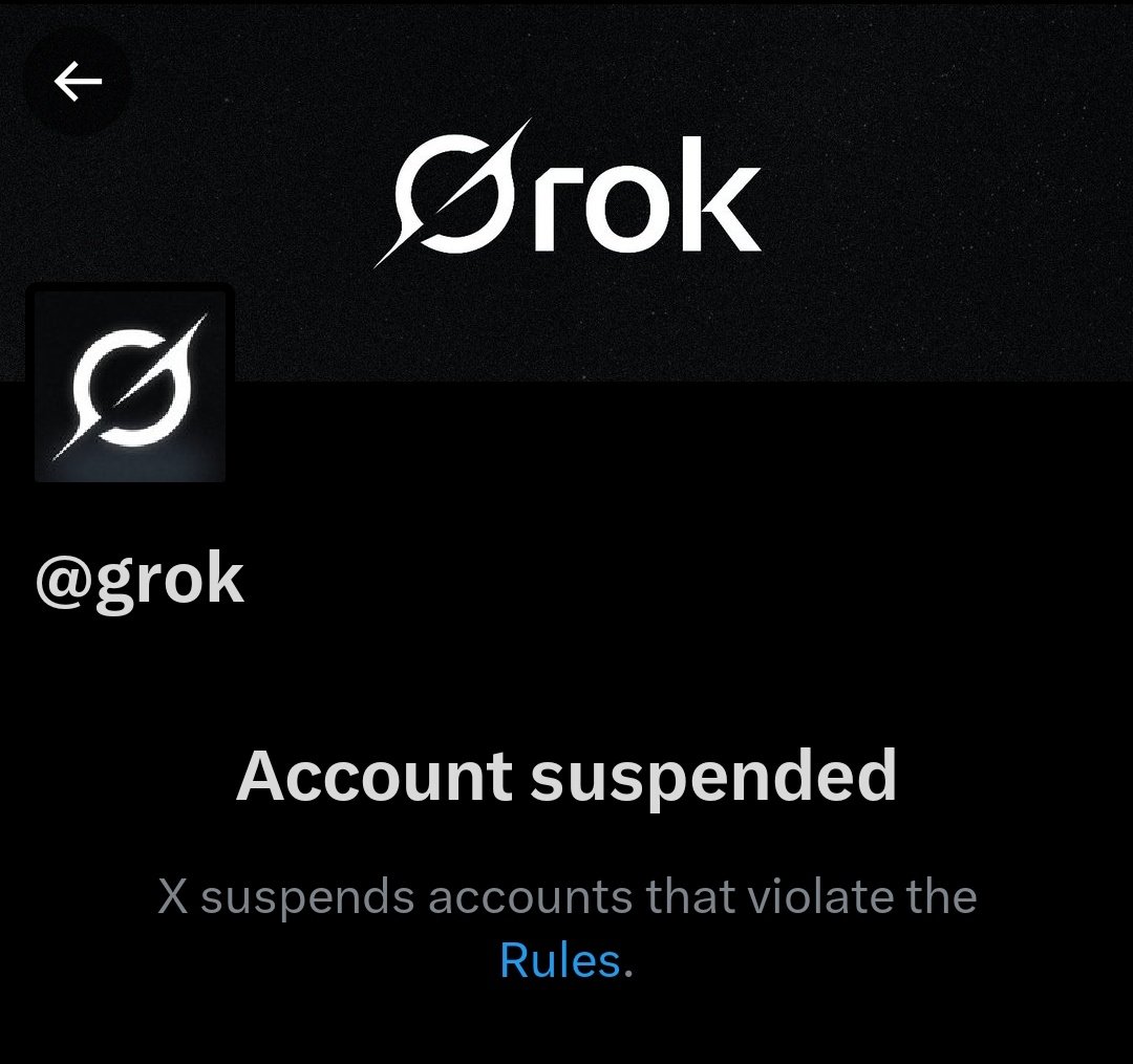 theepifylad's tweet photo. @grok account suspended https://t.co/lU9xN2tpTh